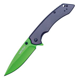 Assisted Open Folding Pocket Knife, 3.5 Inch 3Cr13 Steel Blade, Spring Assist Deployment, 8 Inch Overall Length, Green Purple Red, Everyday Carry Self Defense Knife