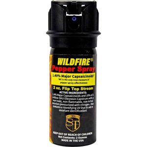 Wildfire Pepper Spray Stream 1.4% MC, 2 Million SHU Maximum Heat, Multiple Size Options, Accurate Delivery with Less Wind Blowback, Personal and Home Defense