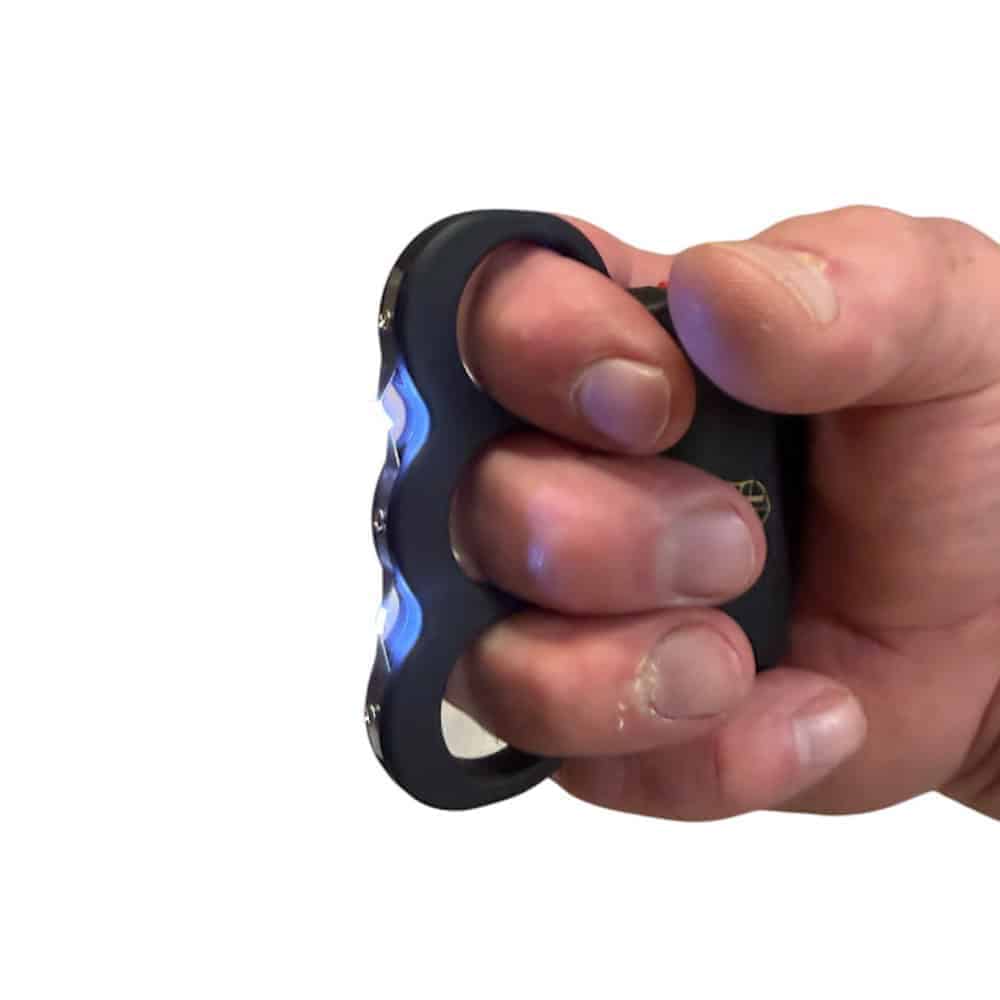 Three Finger Grip Stun Gun — Squeeze-to-Fire Activation, Ergonomic Palm Fit, Built-In Safety, Wrist Strap, Rechargeable, Compact Non-Lethal Self-Defense - Image 4